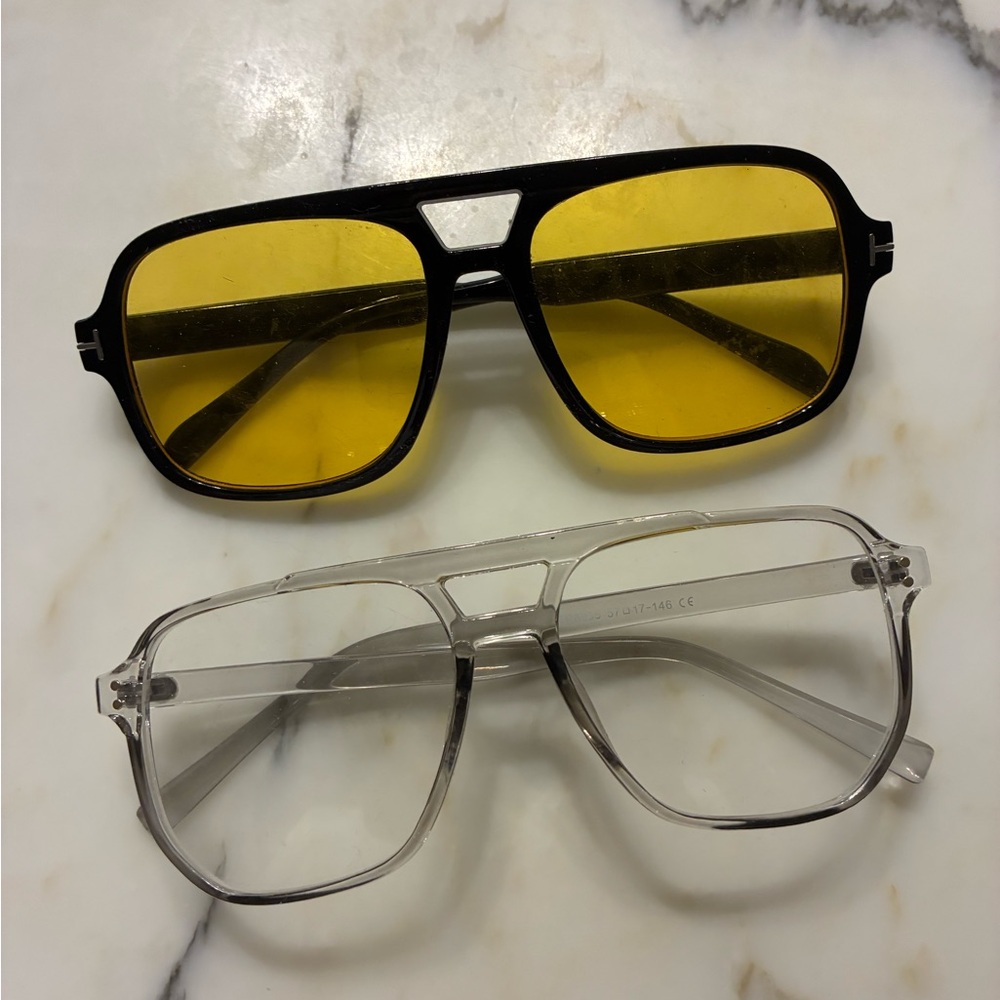 Stylish Black and Yellow Sunglasses Set